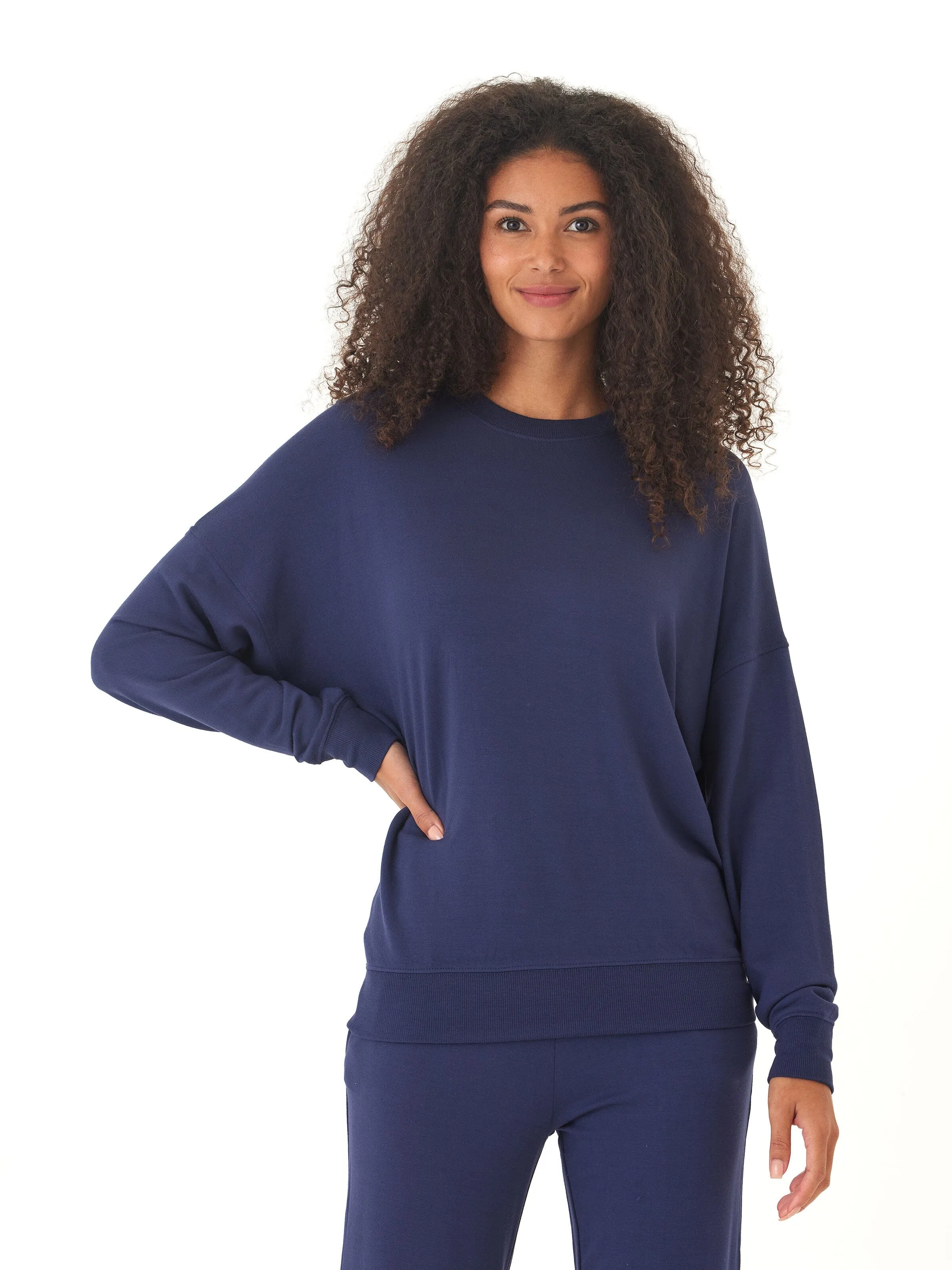 Cathy Boyfriend Feather Fleece Pullover Reinforced Elbow Padding Tailored Silhouette