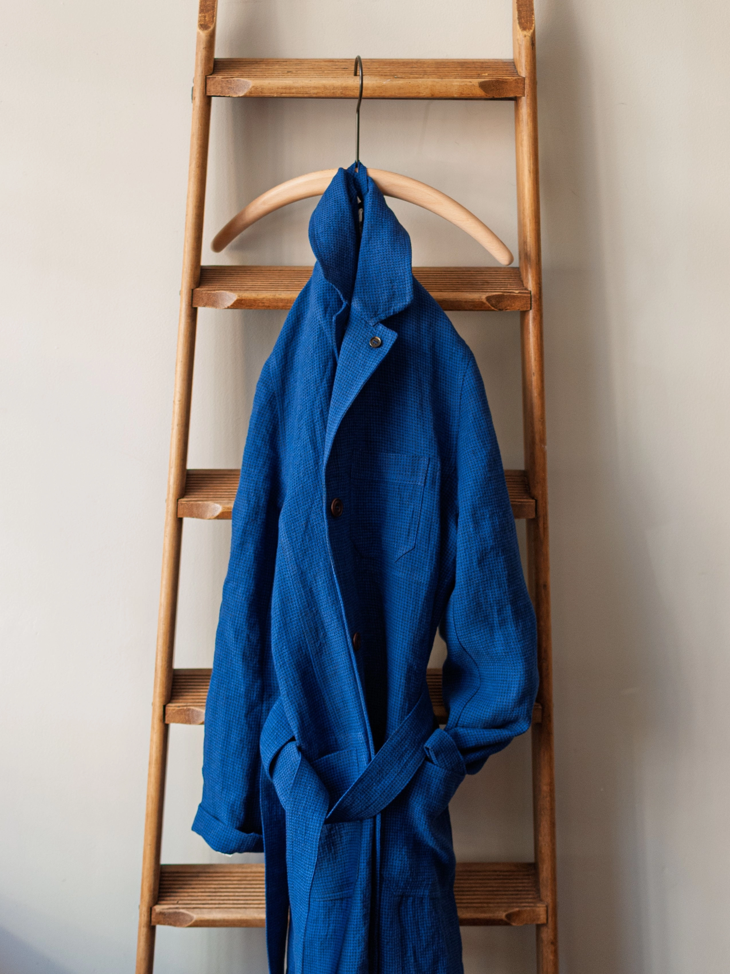 Irish Linen Shop Coat / Blue Shrink resistant Fit For Travel