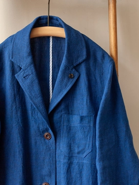 Irish Linen Shop Coat / Blue Noise Reduciting Fabric Reversible Layer