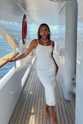 Ivy White Textured Midi Dress Smart and Sleek Heritage-Brand