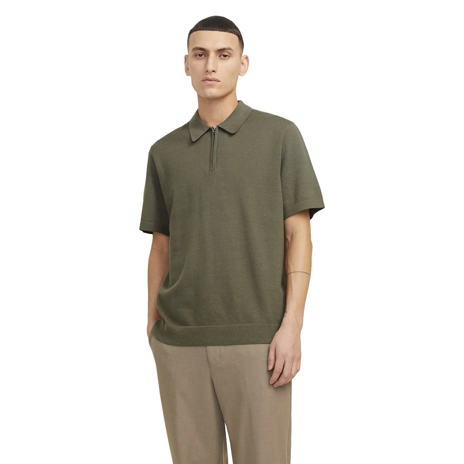 Jack & Jones Mens Blamilano Spring Knit Short Sleeve Polo Shirt Dimensional Stability Weave