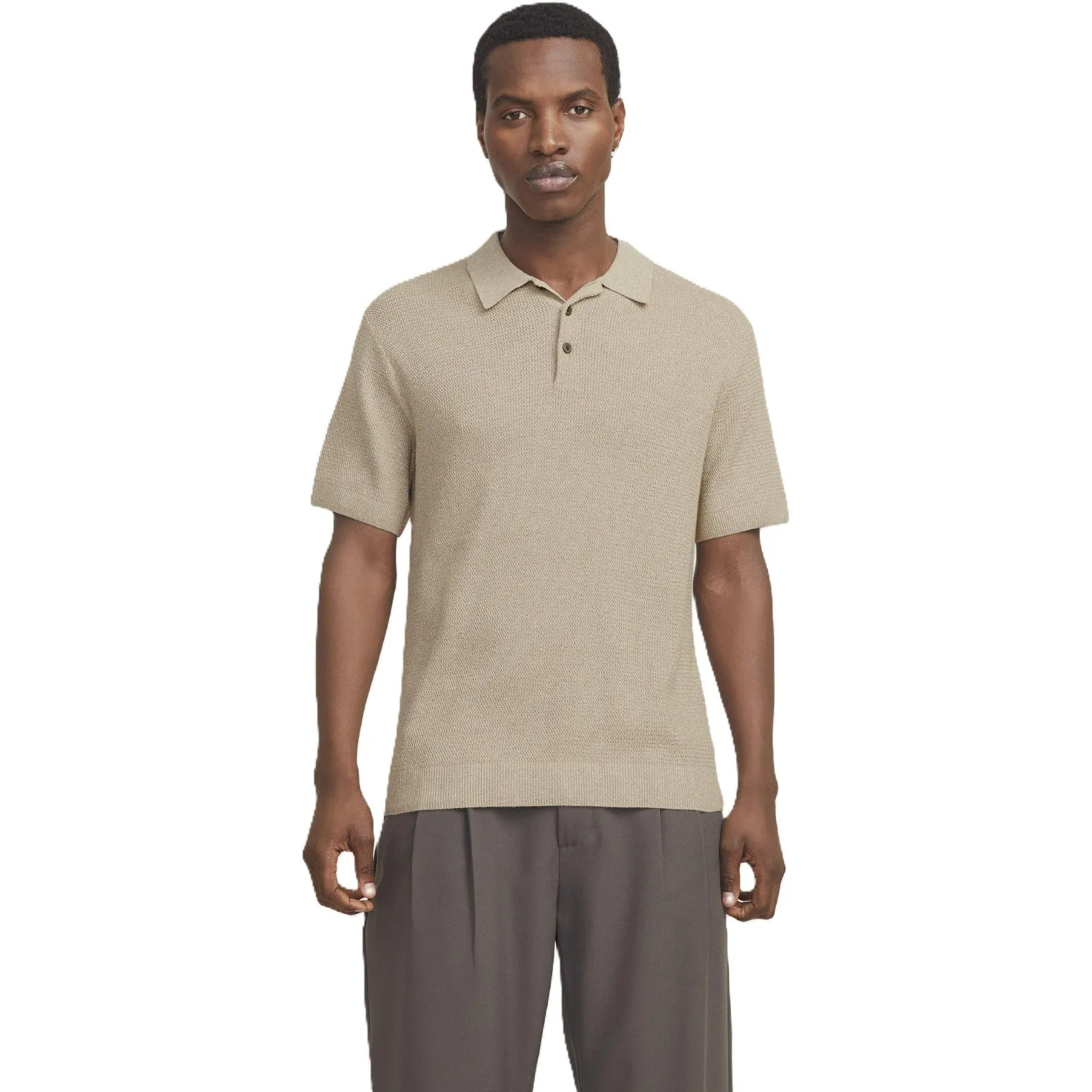 Jack & Jones Mens Cooper Knit Short Sleeve Polo Shirt Athletic Cut Outdoor top