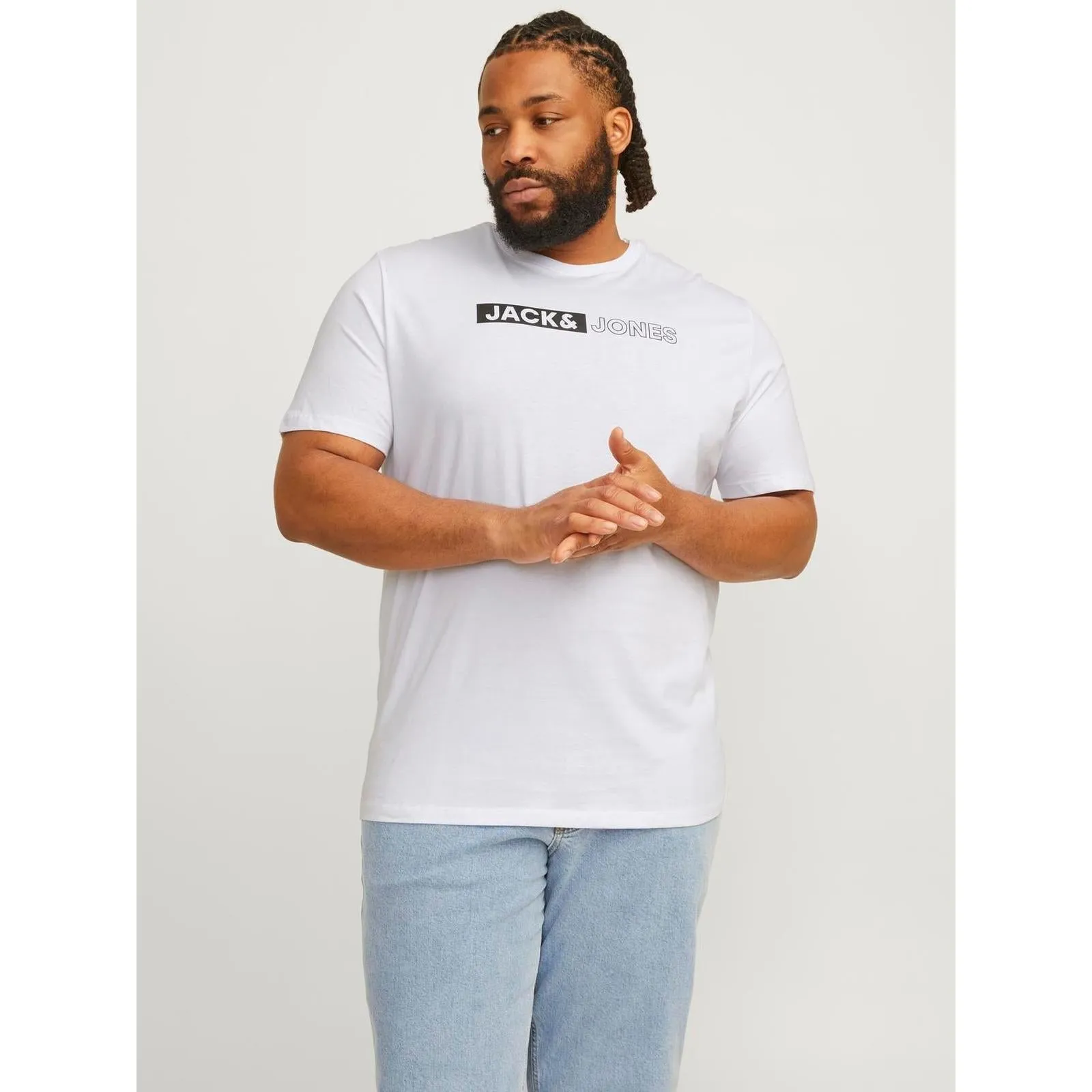 Jack & Jones Mens Corp Logo Big & Tall Short Sleeve T-Shirt Layered Shoulder Tunic top