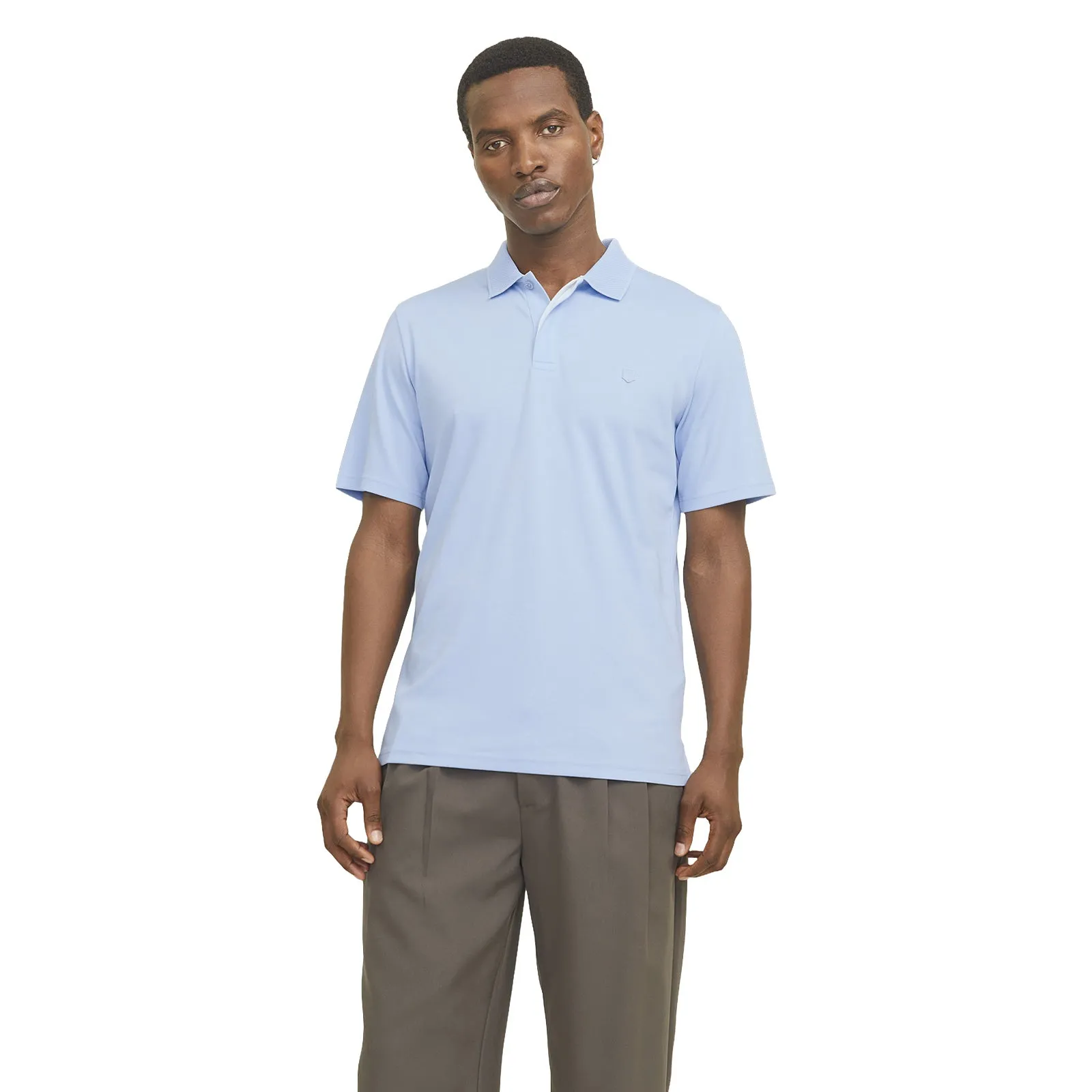 SingleJersey Knit TemperatureRegulating Layer Jack & Jones Mens Crodney Short Sleeve Polo Shirt