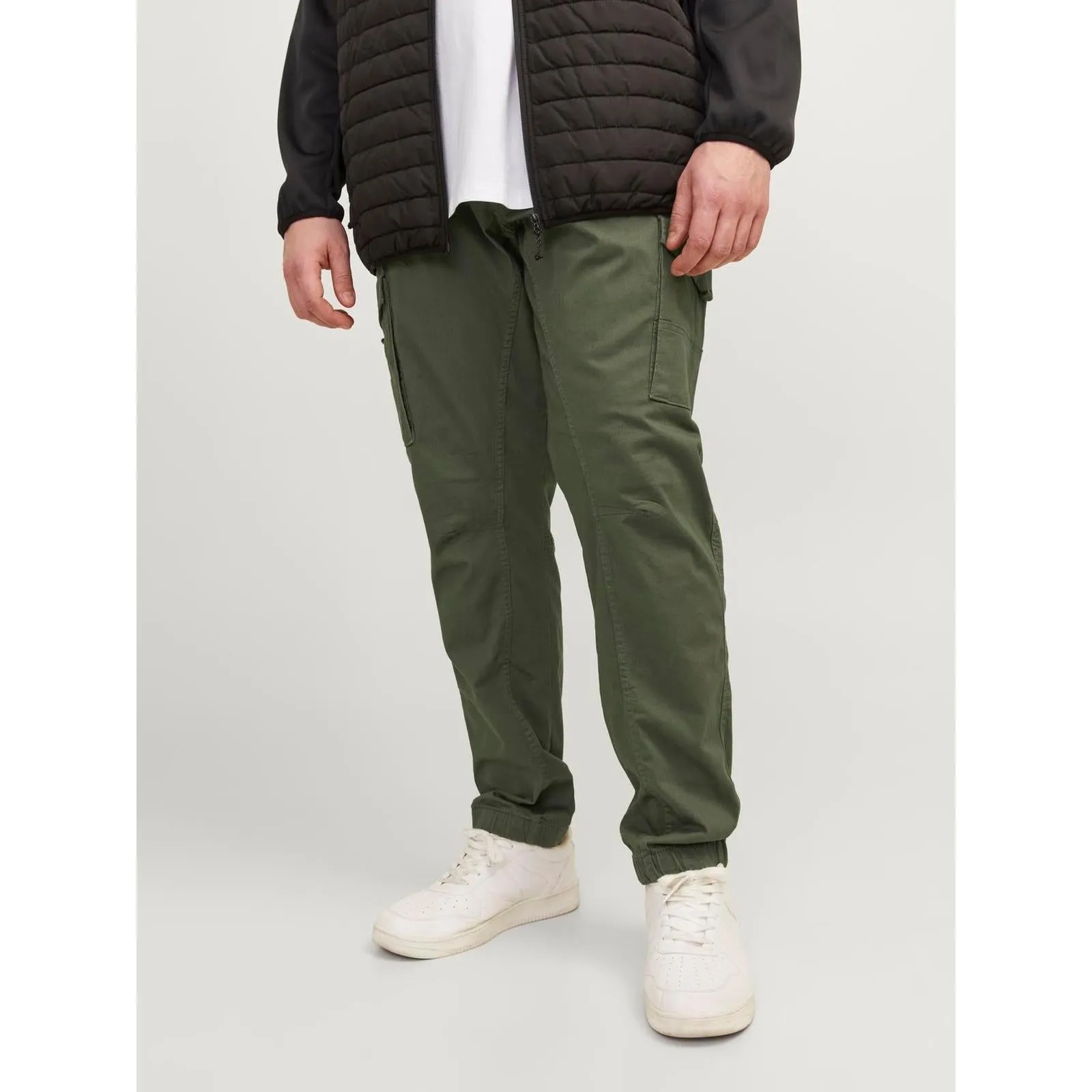 Jack & Jones Mens Paul Big & Tall Slim Tapered Fit Cargo Pants Gripper Waistband