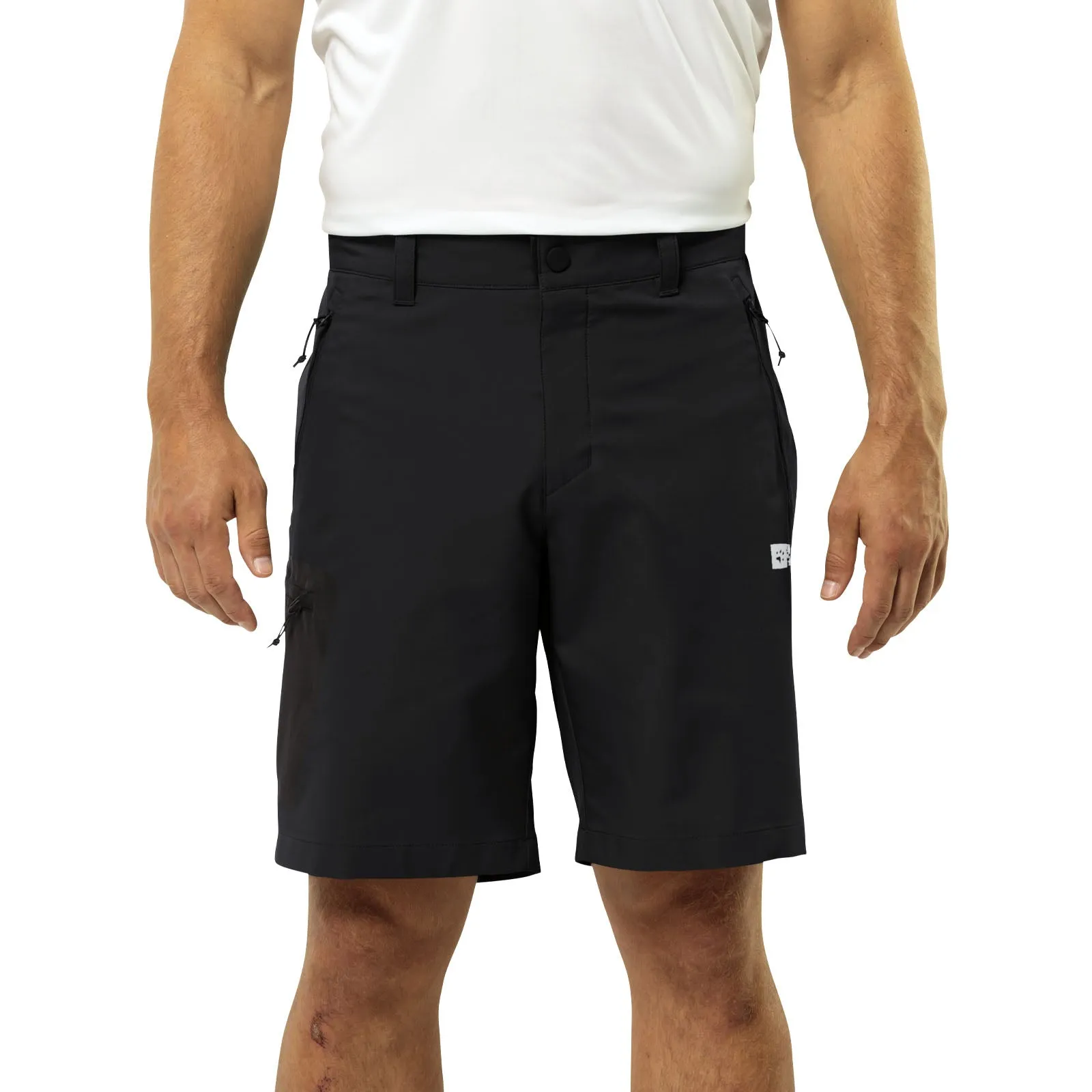 ElasticHem Jack Wolfskin Mens Active Track Walking Softshell Shorts - Black