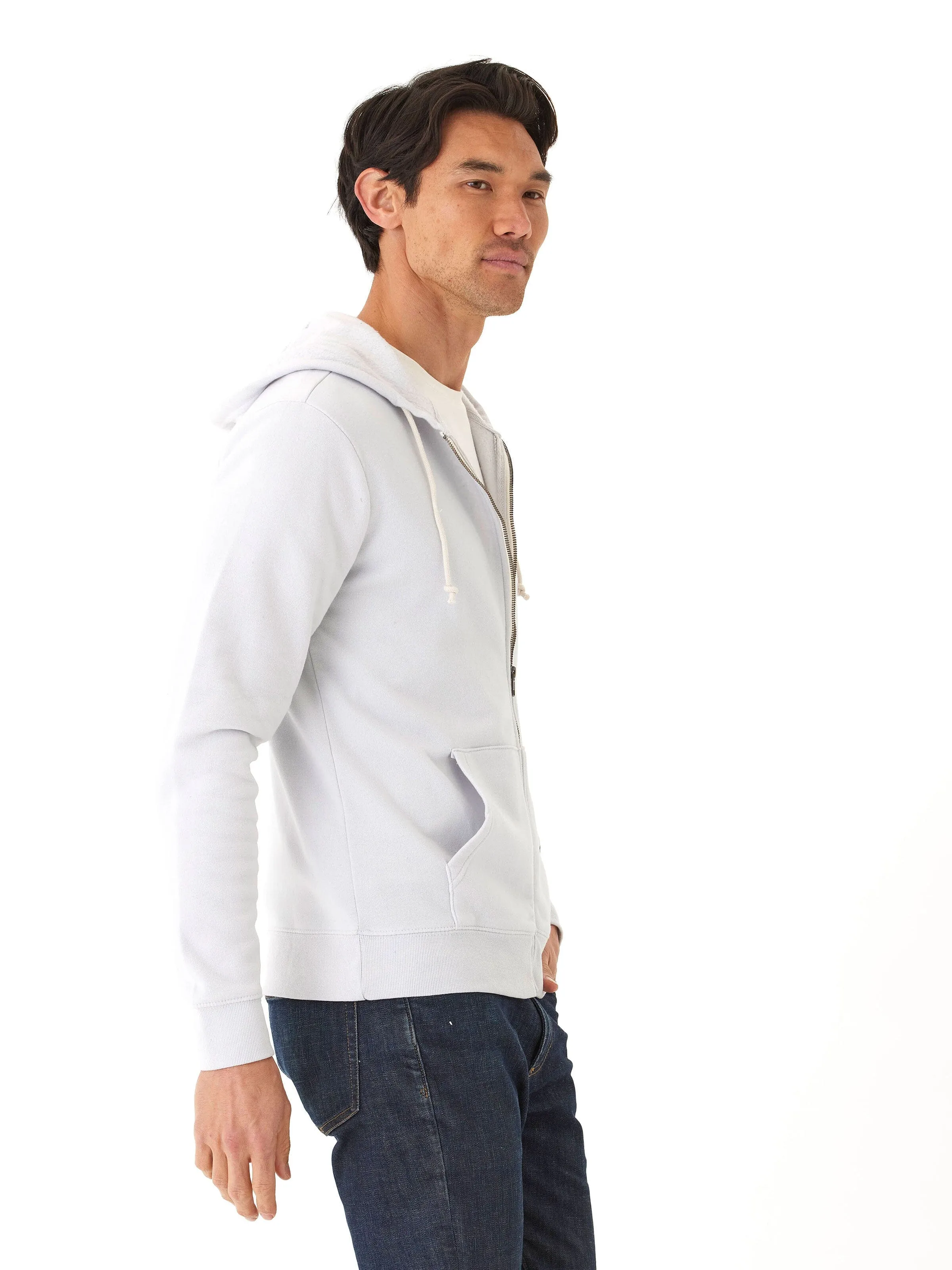 Jordyn Mineral Wash Fleece Full Zip Hoodie Flexible Shoulder Gussets