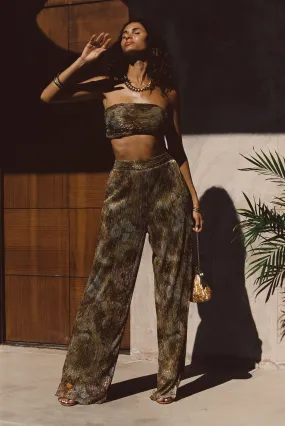 Kaia Moss Metallic Floral Pants Fast Move Flat waistband