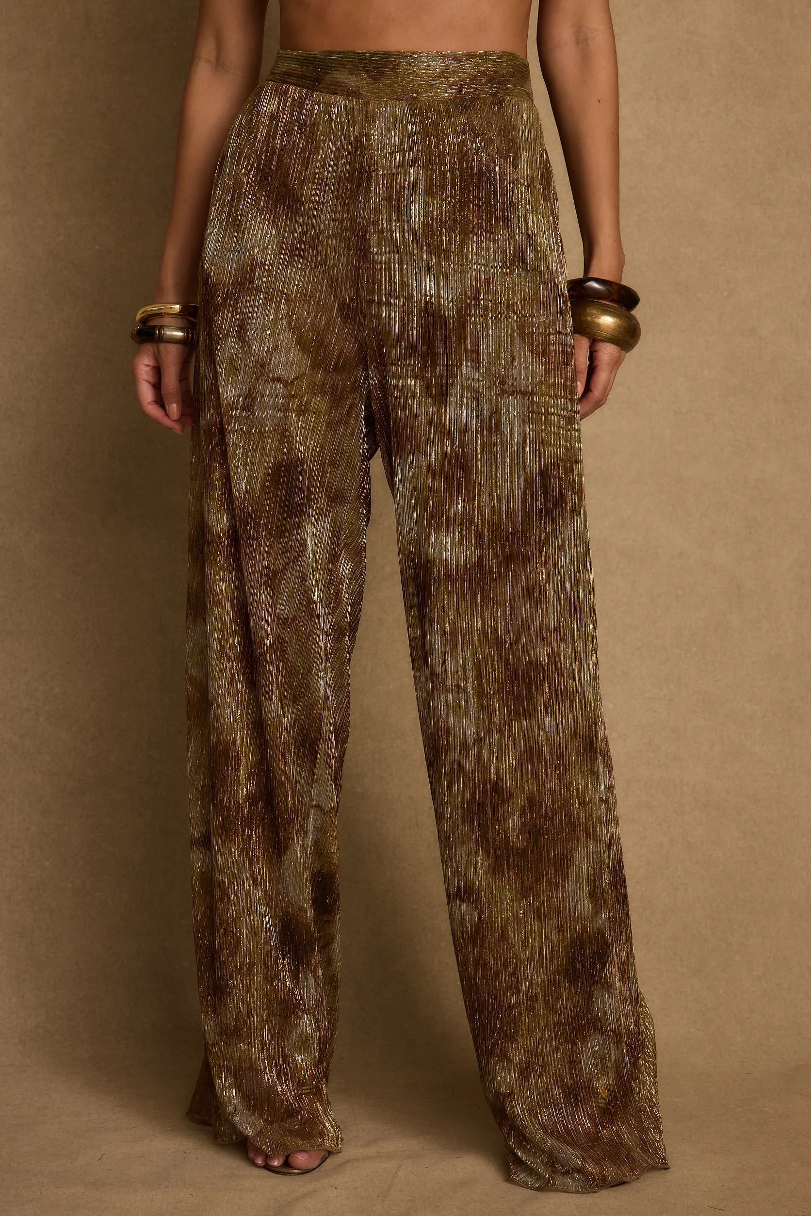 Anti Slip Waistband Kaia Moss Metallic Floral Pants