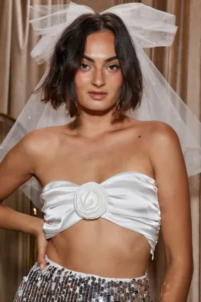 MultiPanel Design Keira White Rosette Bandeau Top
