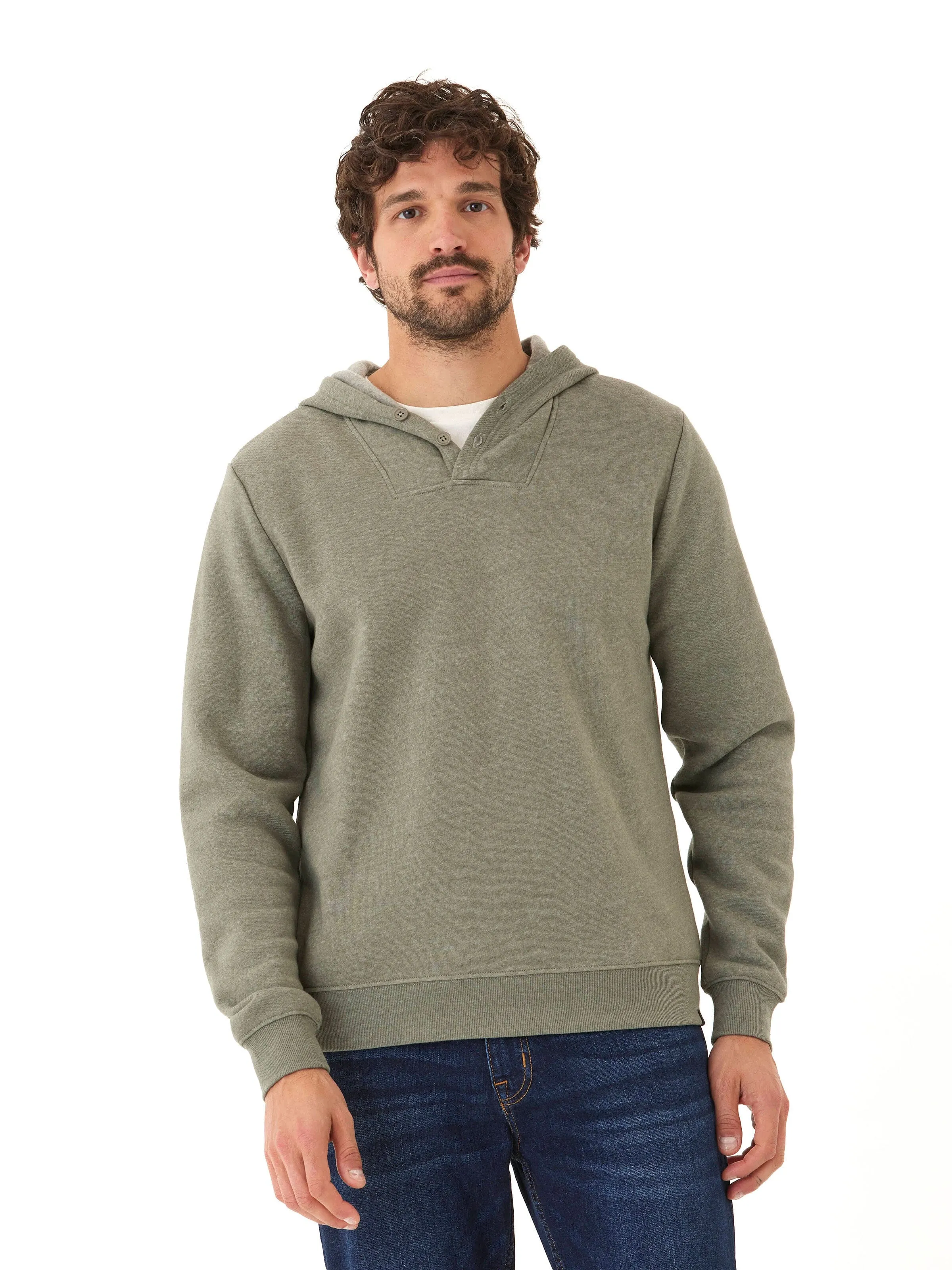Kieran Triblend Fleece Henley Hoodie AirflowVents slim cut
