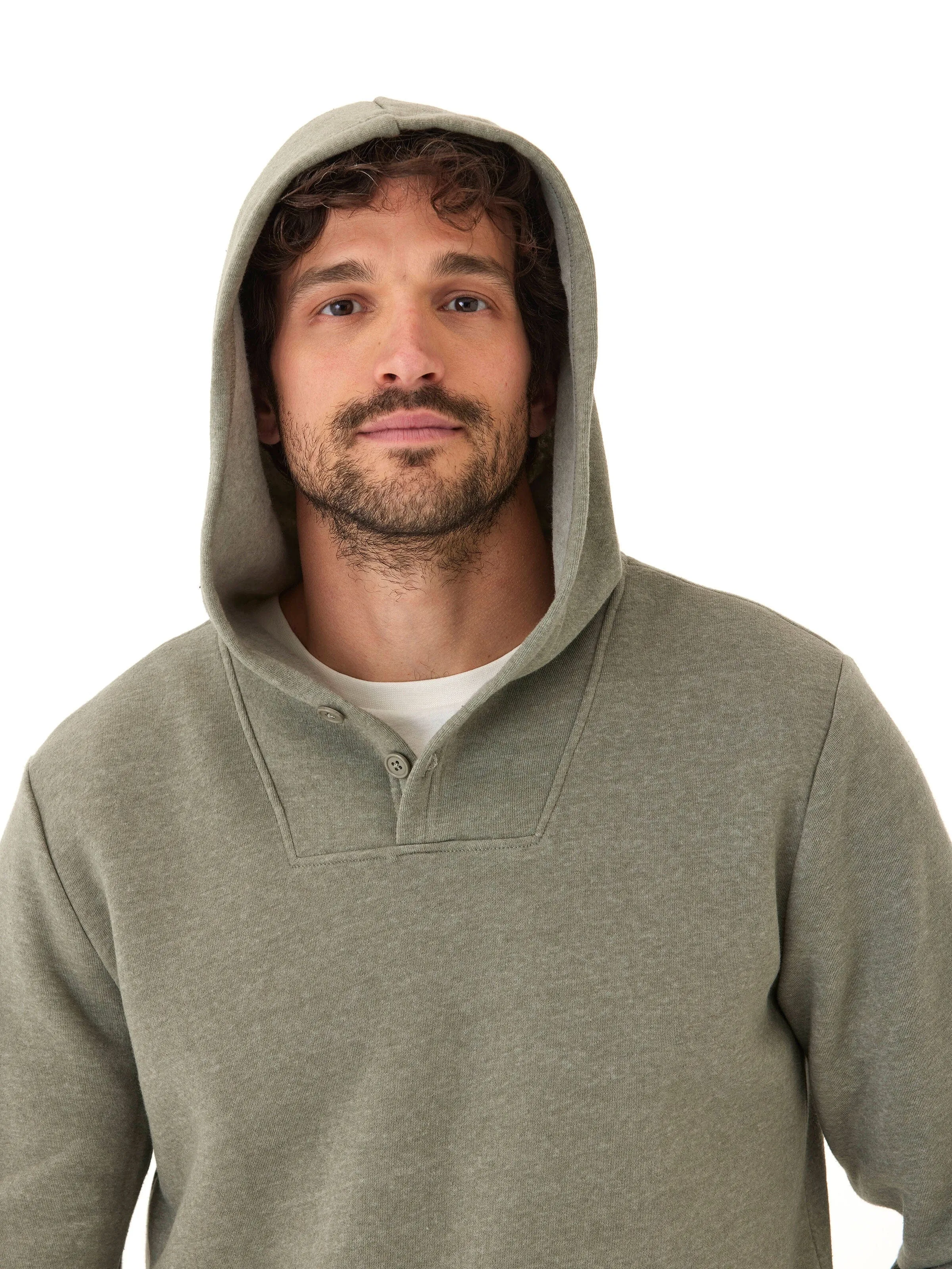 Tear Resistant Weave Kieran Triblend Fleece Henley Hoodie