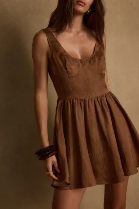 Warm Palette Comfortable travel dress Kit Mocha Floral Micro Mini Dress