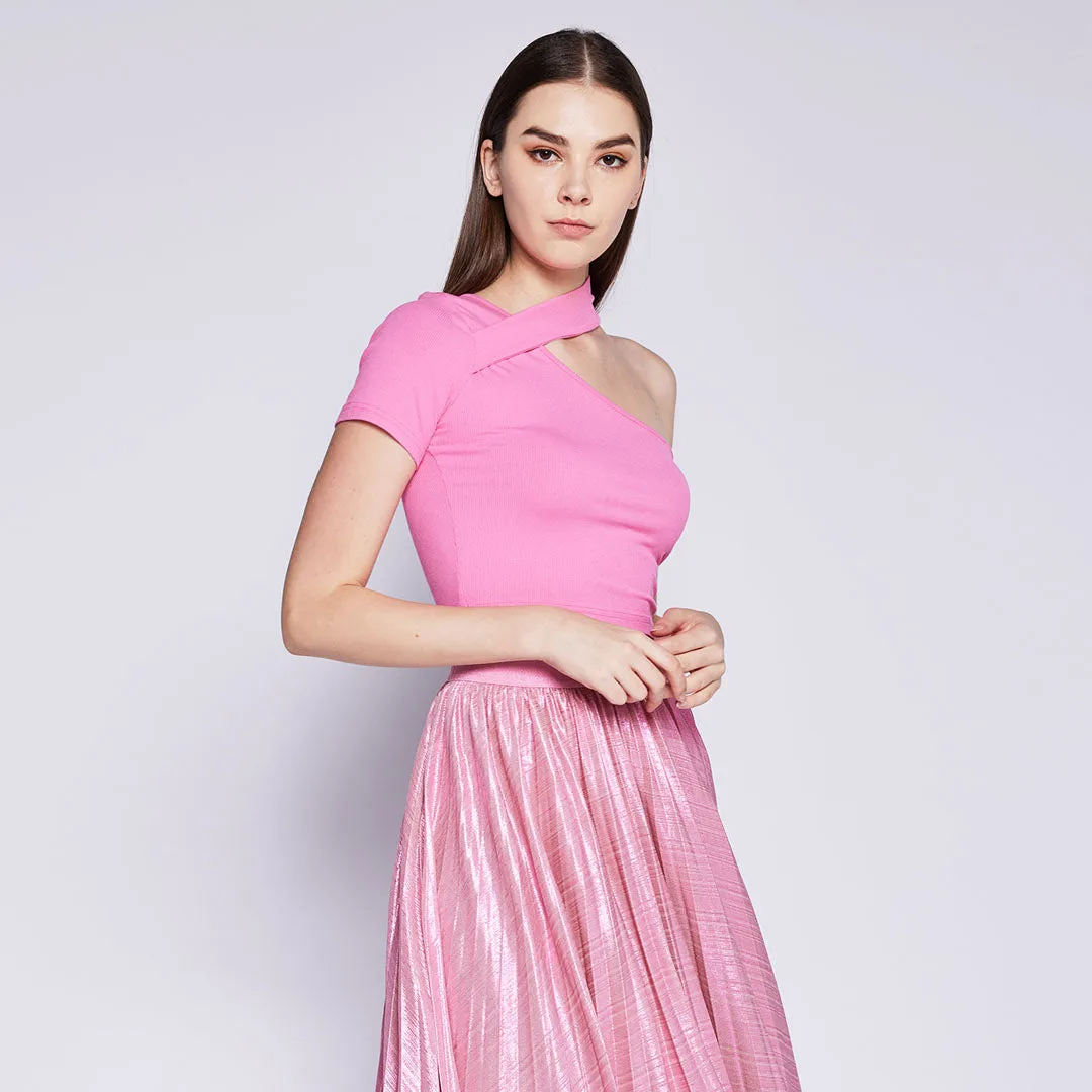 Shinning Pleated Skirt Easy Outfit