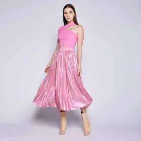 Runway Inspired Shinning Pleated Skirt