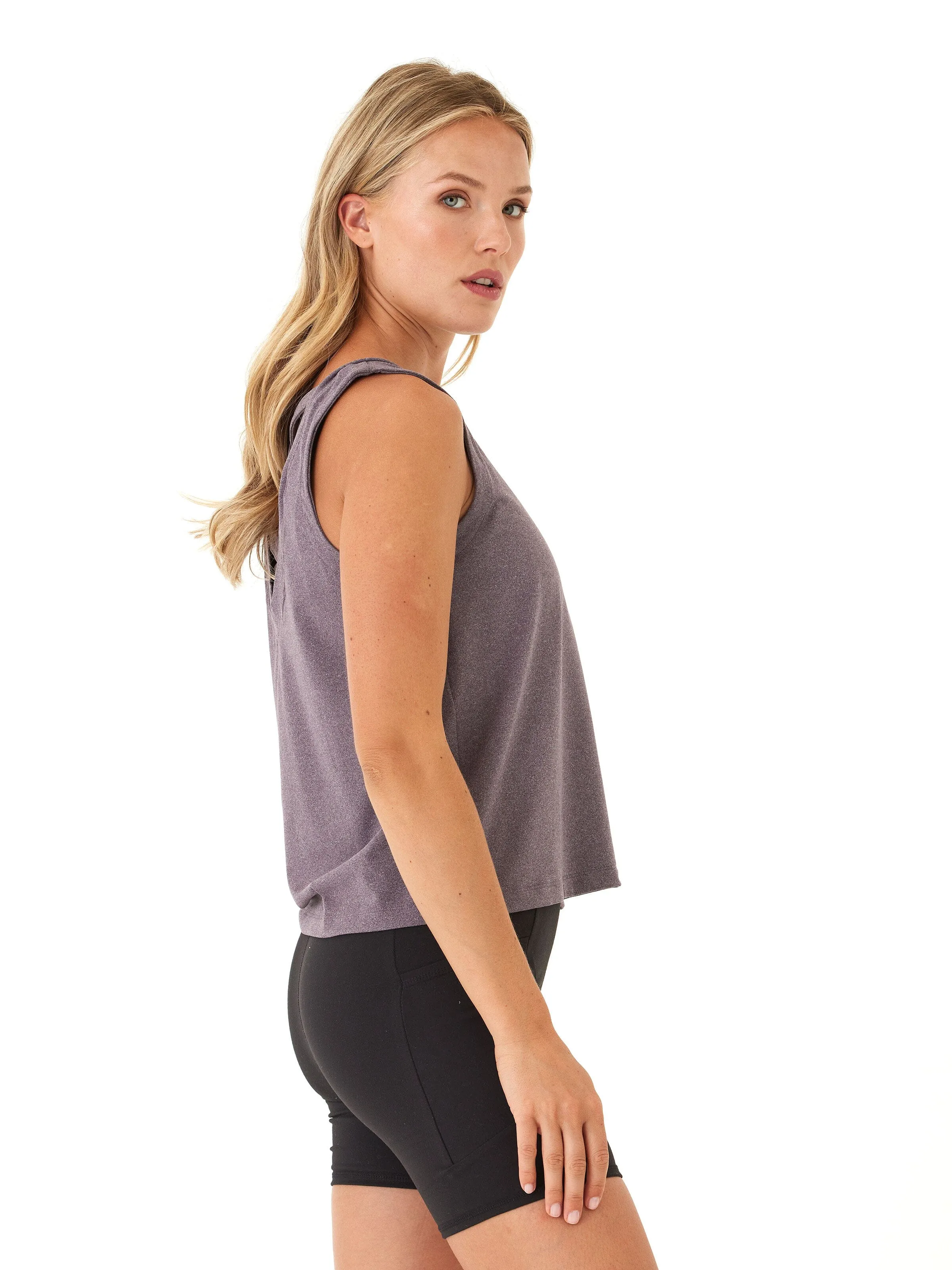 Big Kristie Criss Cross Heather Luxe Jersey Tank