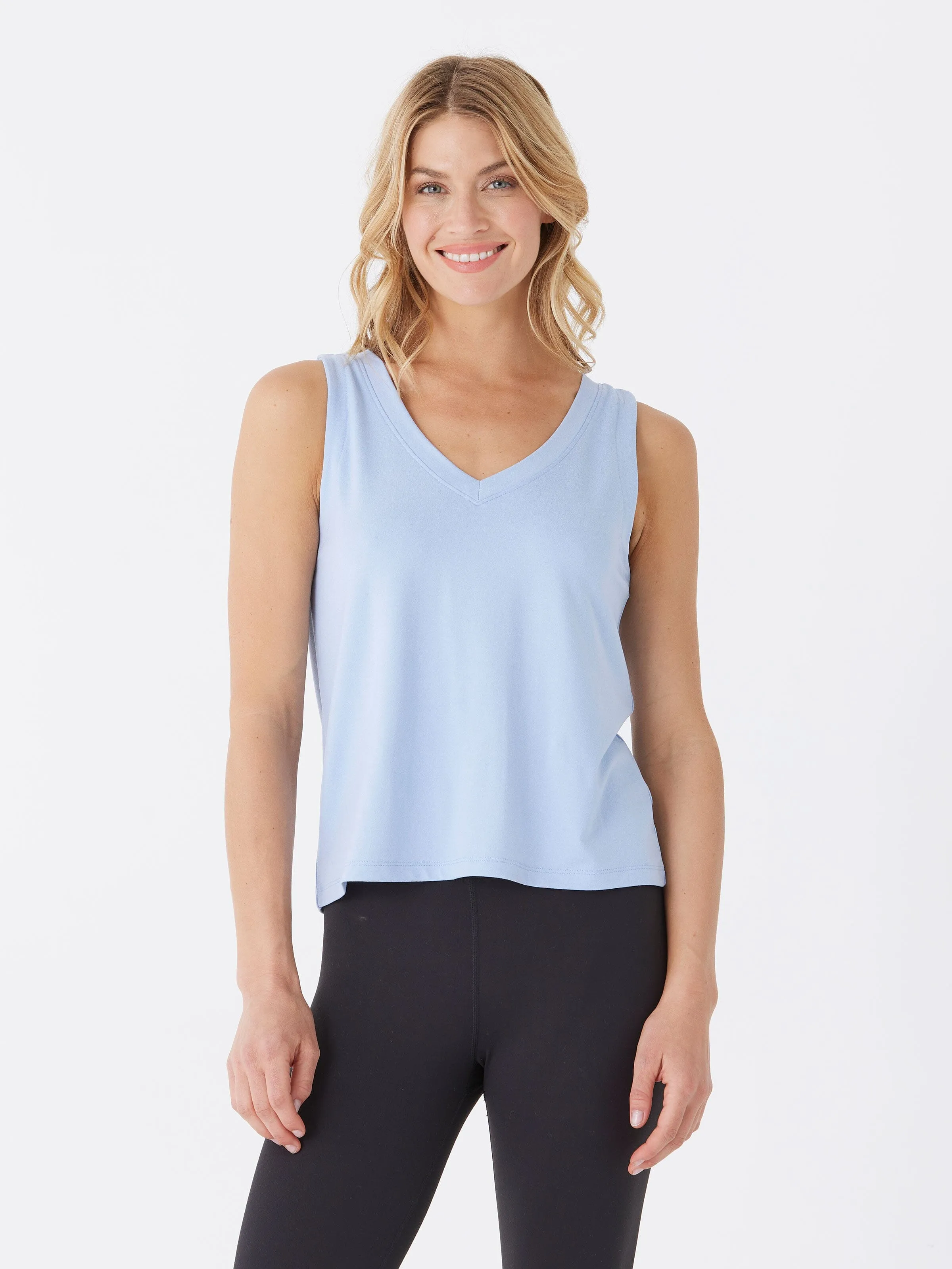 facility Kristie Criss Cross Heather Luxe Jersey Tank