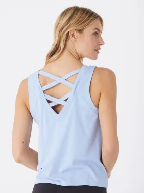one of a kind Kristie Criss Cross Heather Luxe Jersey Tank