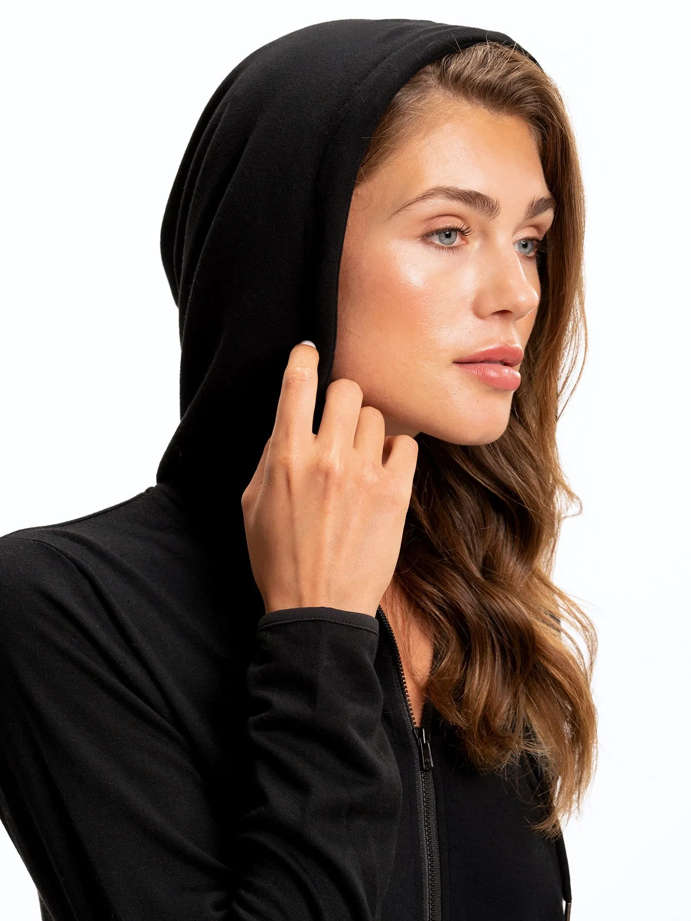 Kyanna FeatherLoop Half Zip Hoodie Quilted Insulation
