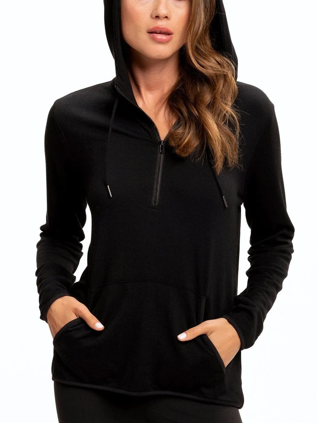Kyanna FeatherLoop Half Zip Hoodie Abrasion Resistant Panels All Day Wear