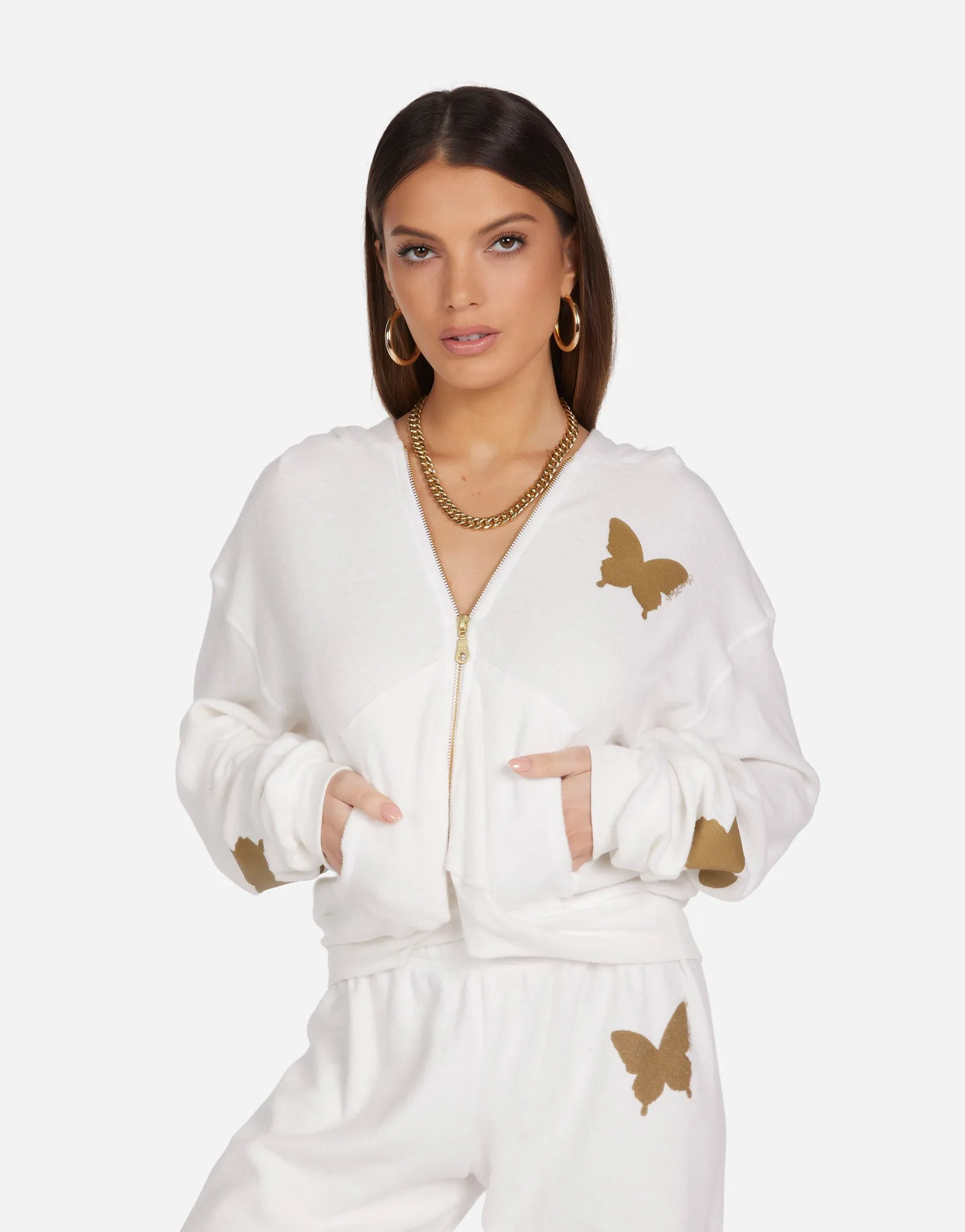 Casual Style Beaded Lachelle Gold Butterflies