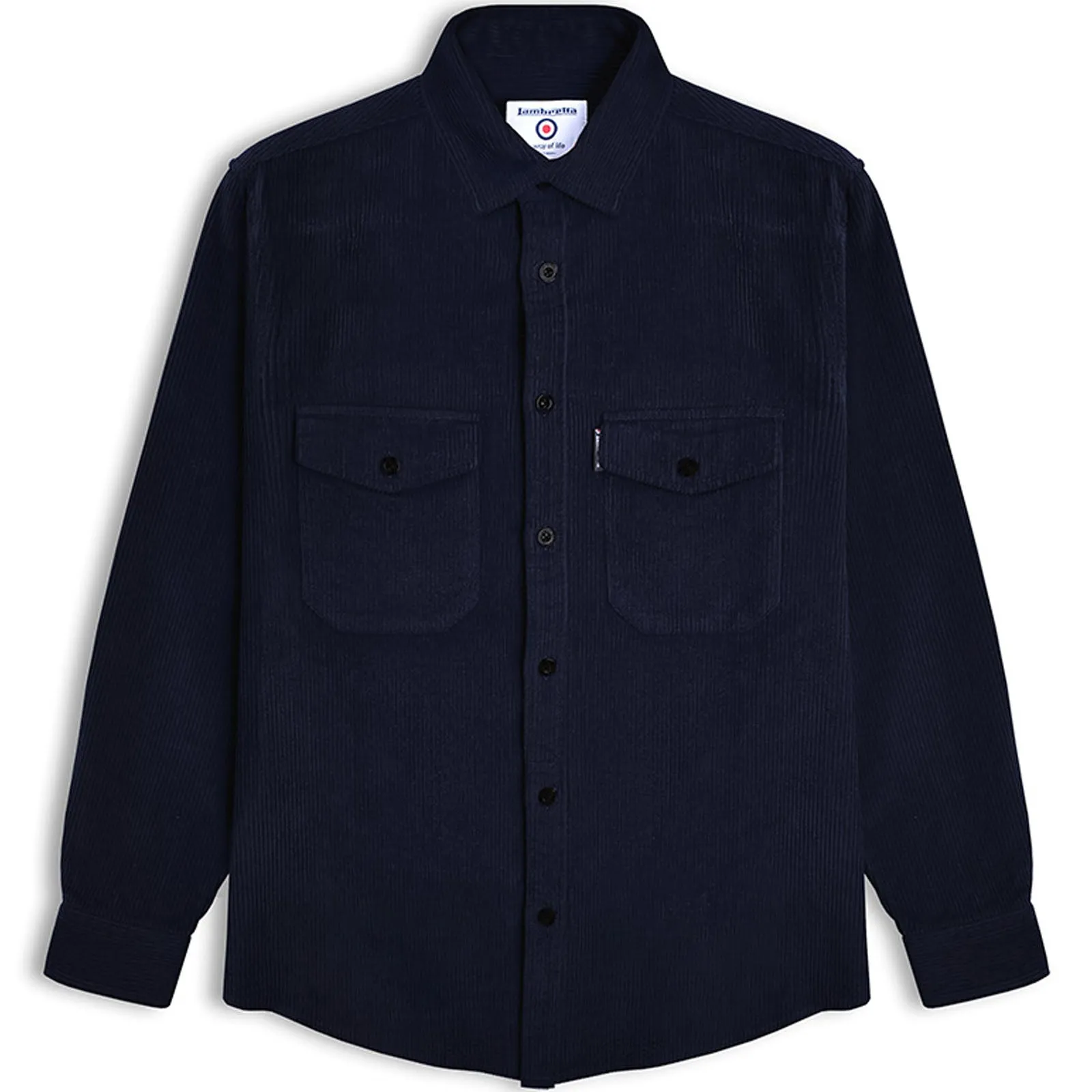 Trend-Driven Lambretta Mens Cord Long Sleeve Corduroy Overshirt - Navy