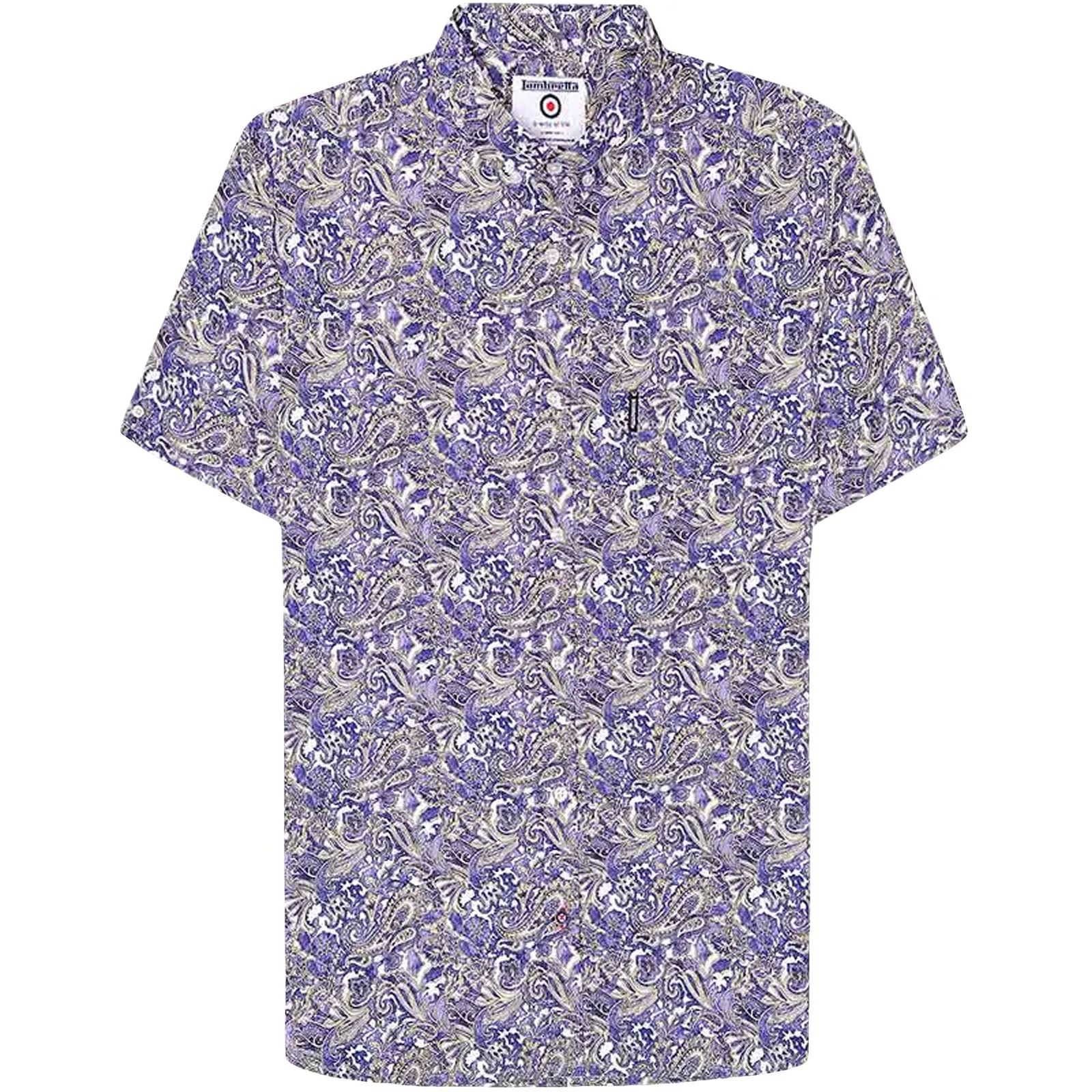 Polo Style Edgy style Lambretta Mens Cotton Paisley Shirt - Multi