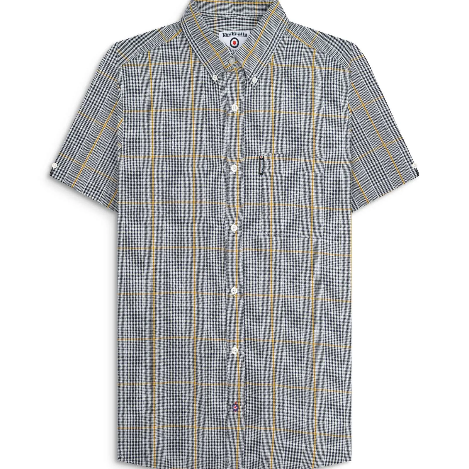 Lambretta Mens Houndstooth Short Sleeve Shirt Lightweight Layers