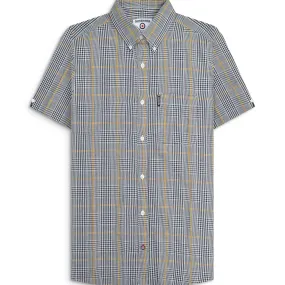 Lambretta Mens Houndstooth Short Sleeve Shirt Lightweight Layers
