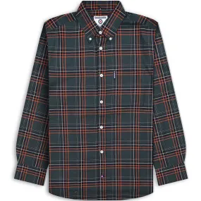 Thermal Regulation Fabric Lambretta Mens Long Sleeve Checked Checkered Smart Shirt - Khaki/Orange