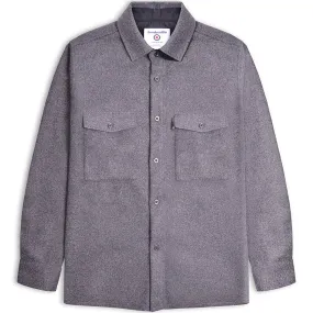 Lambretta Mens Plain Brushed Flannel Overshirt - Charcoal Premium Feel Anti Static Treatment