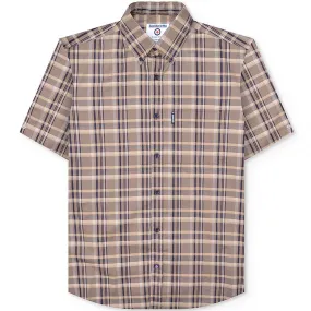 Lambretta Mens Short Sleeve Checked Button Down Shirt Chic Look Premium Feel