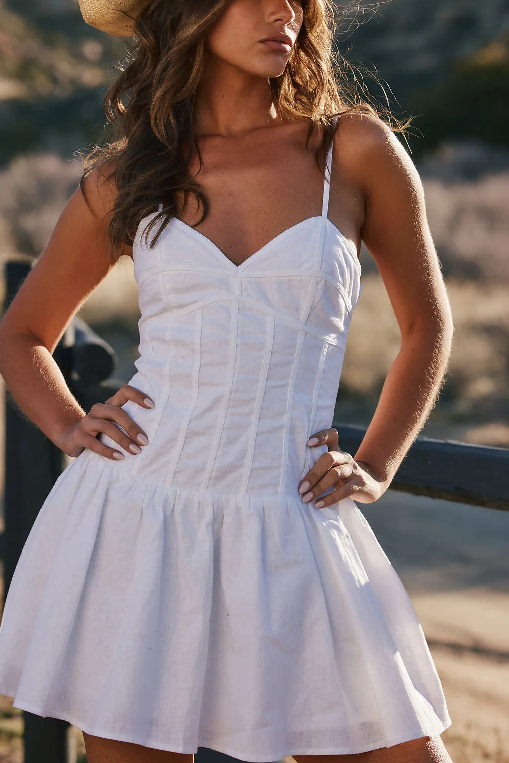 Soft Lines Lana White Drop Waist Mini Dress