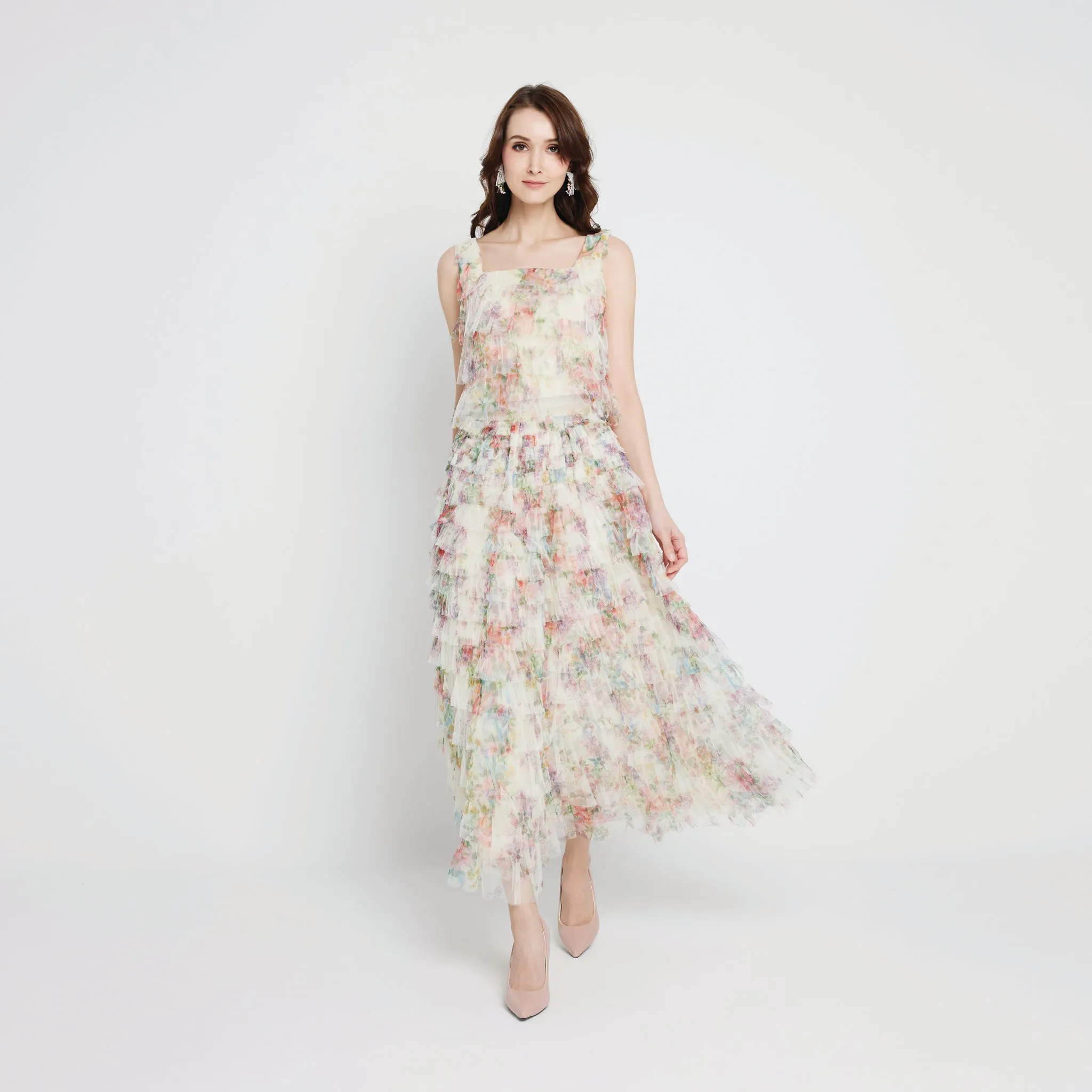 Layer Tulle Skirt Twist Knot Details Simple Flow