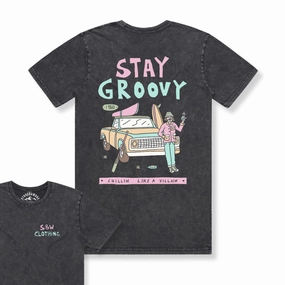 Stone Washed "Stay Groovy" Tee Casual Day Wear