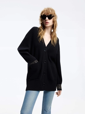 Durable Reinforced Hems Wool V-neck Knit Cardigan