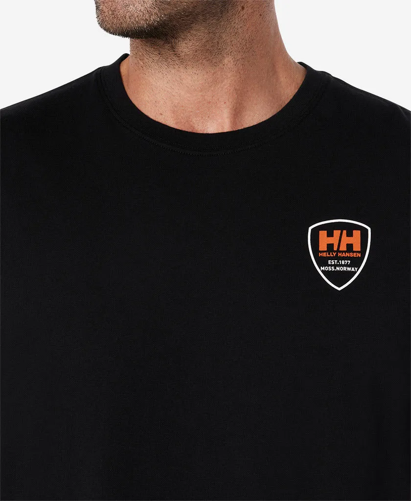 ribbed texture DoubleStitchedSeams PASS T-SHIRT, BLACK
