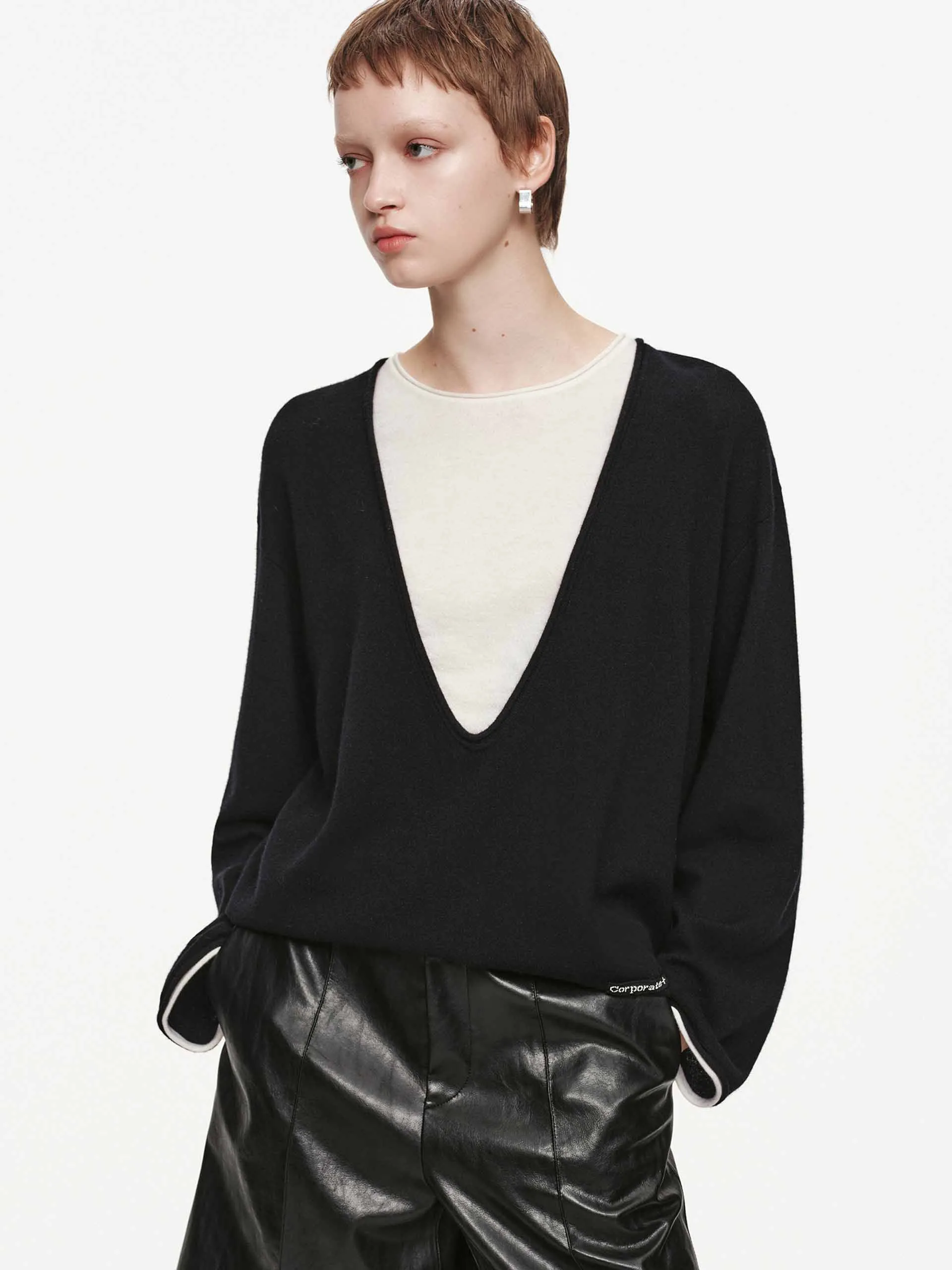 Fashion Forward Layered Wool Blend Sweater