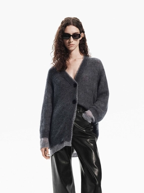 Breathable Material Recycled Polyester Blend Layered Detail Loose Cardigan
