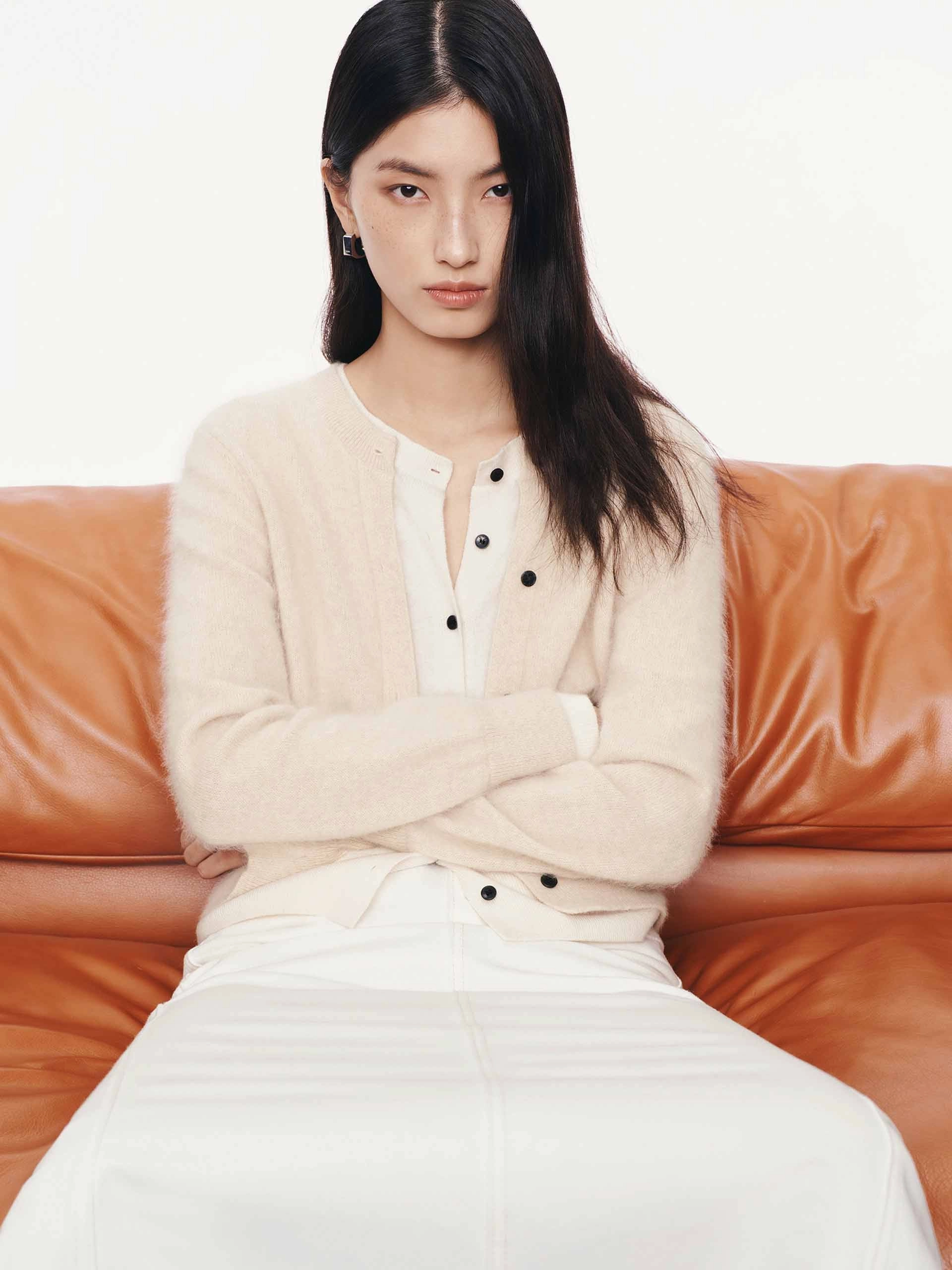 Layered Round Neck Cardigan Classic Casual