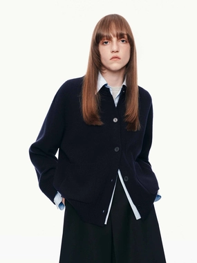 Layered Trim Knit Cardigan Office Friendly