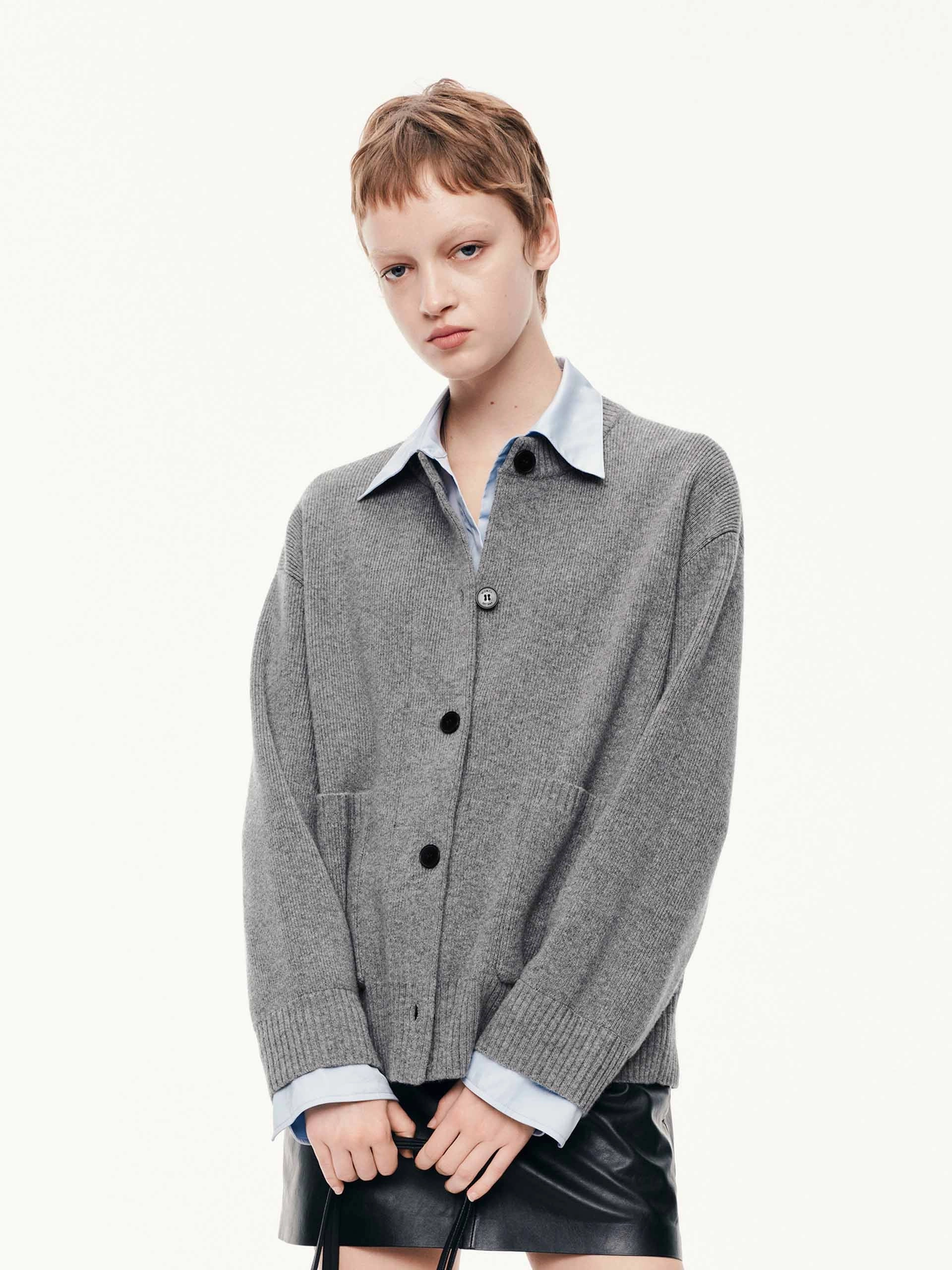 Layered Trim Knit Cardigan Odor control