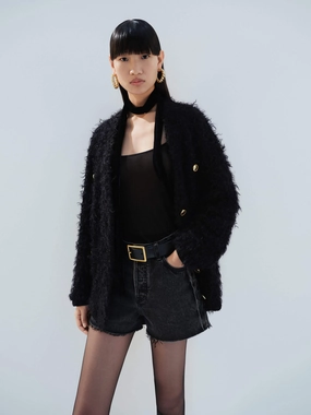 Airflow channels Fluffy Textured Loose Cardigan