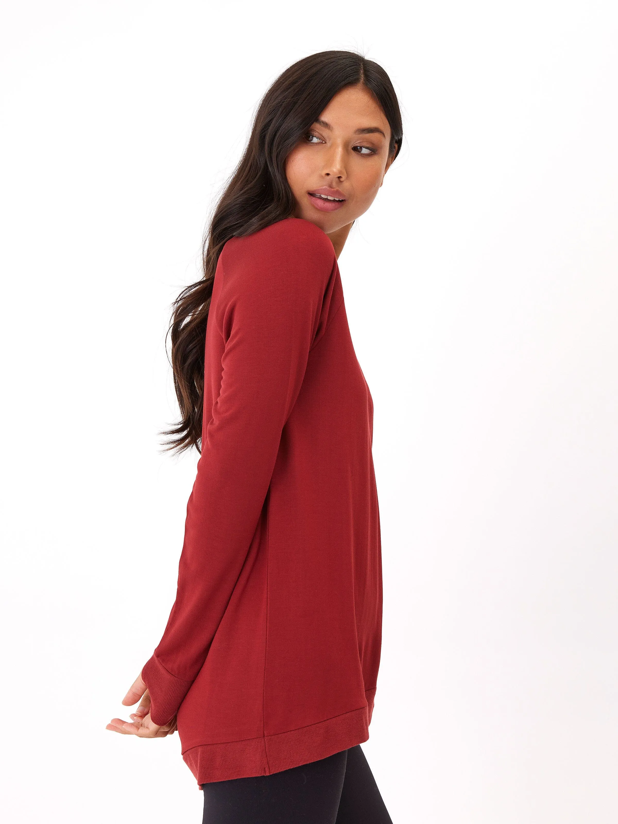 Leanna Feather Fleece Tunic Durable Stitching Modern Travel Look