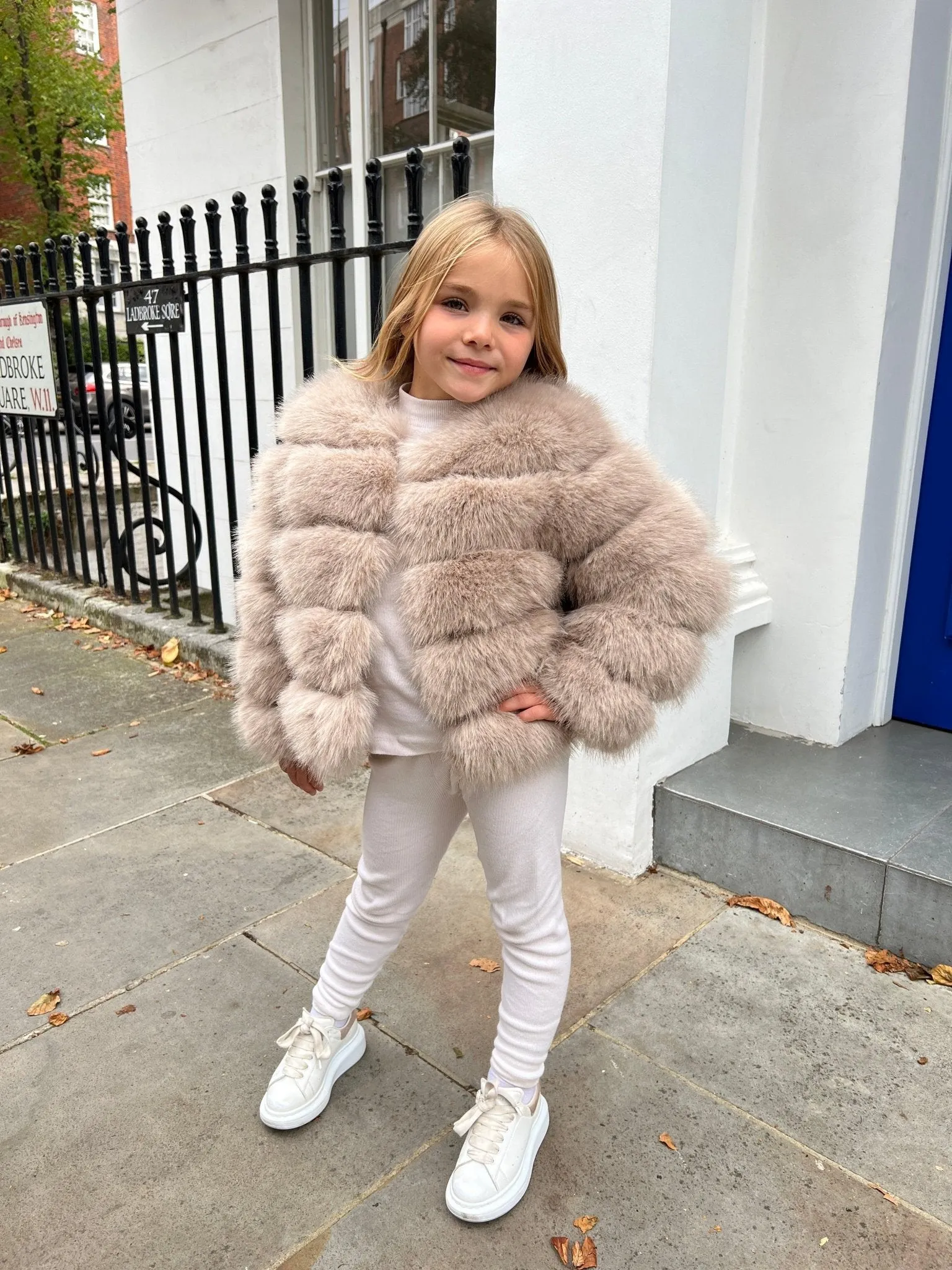 Heavyweight Warmth Beige Childrens Faux Fur Coat
