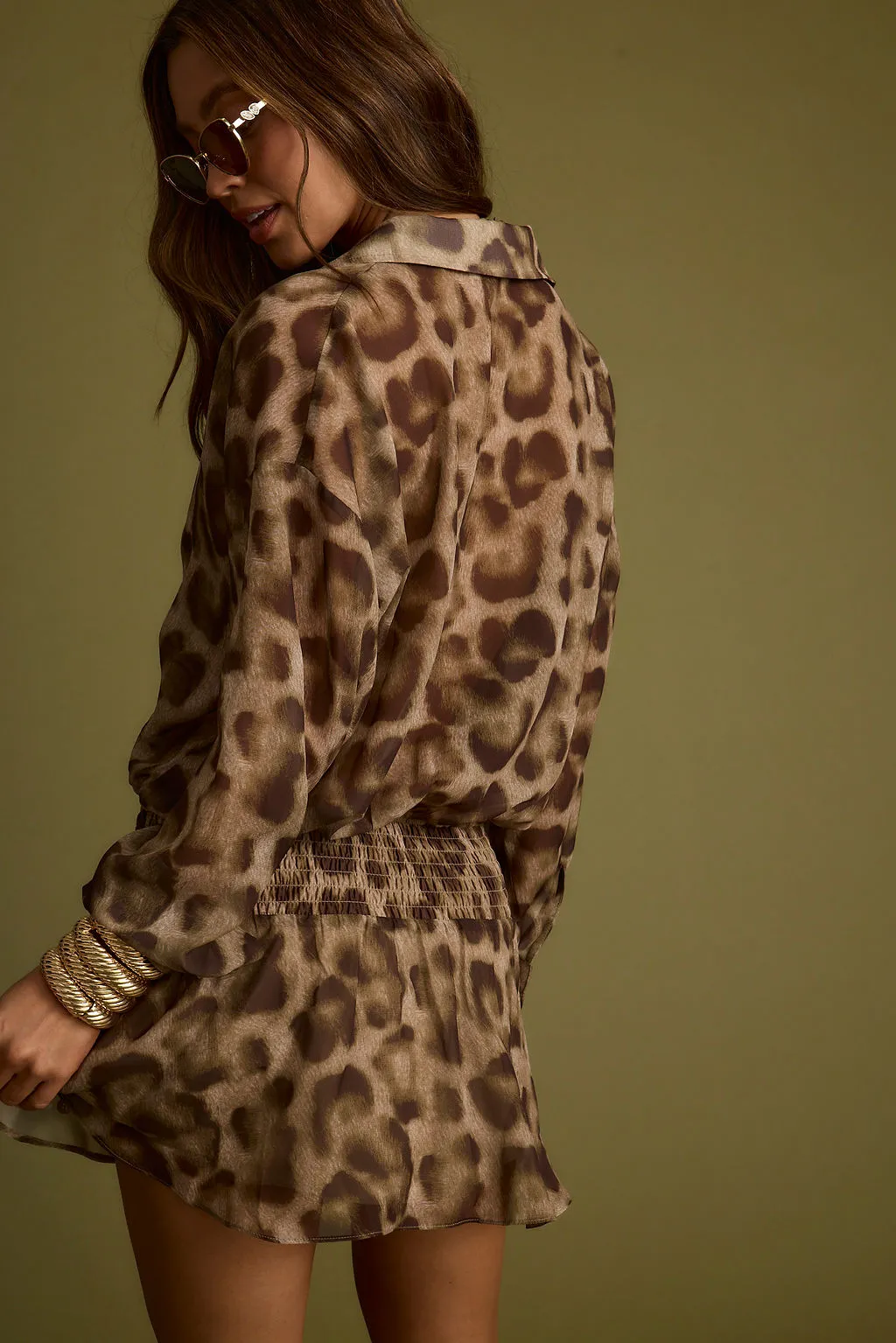 Classic and Modern Lennox Leopard Drop Waist Micro Mini Dress