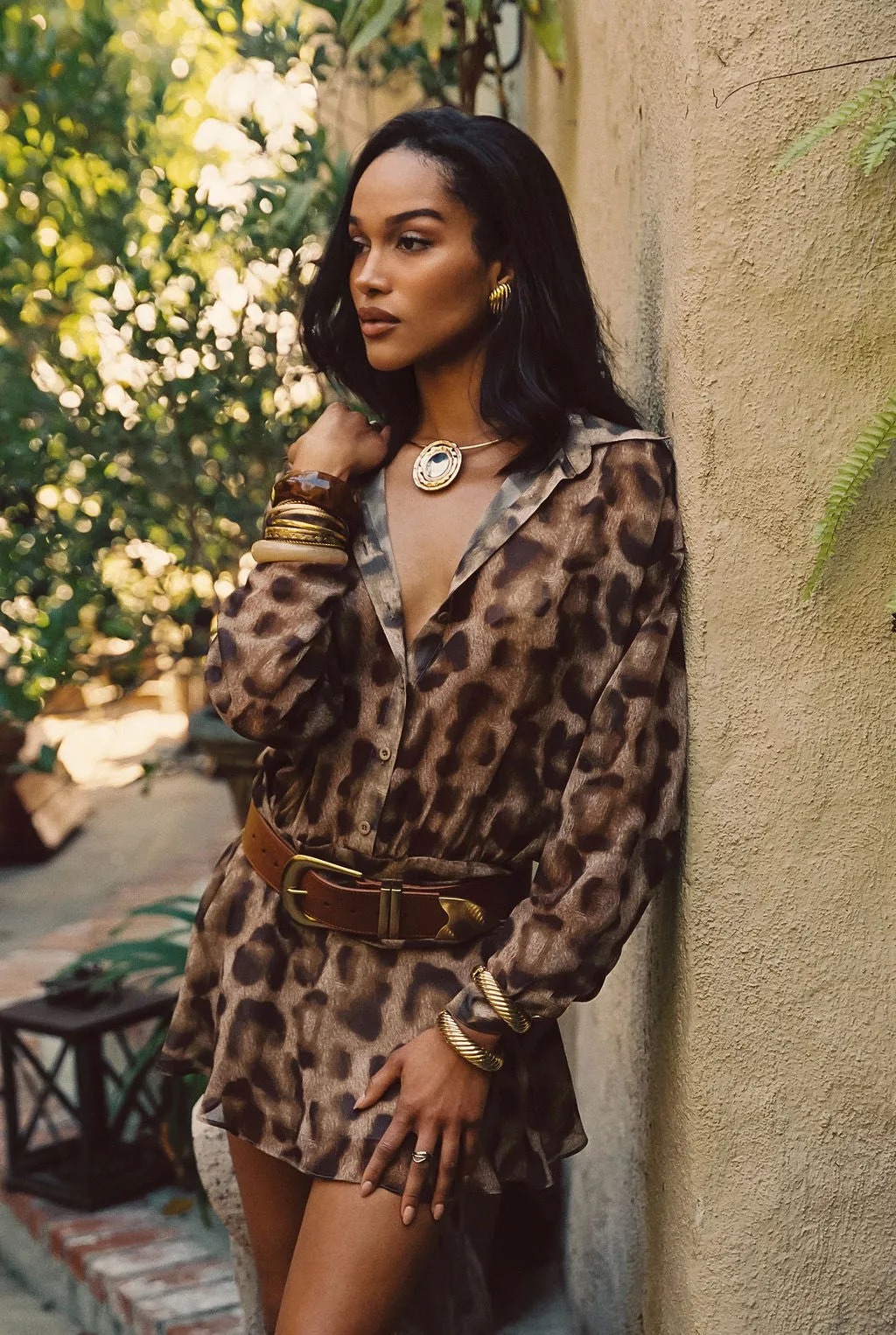 Romantic Hour Lennox Leopard Drop Waist Micro Mini Dress
