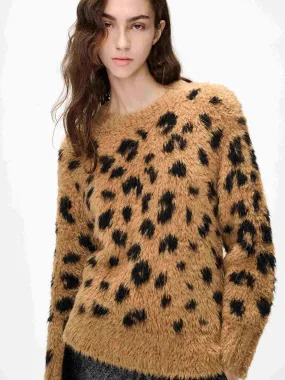 All Season Comfort Comfy Waist Leopard Print Knitted Sweater