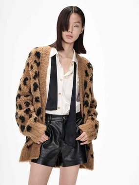Leopard Print Knitted Cardigan MoistureWicking Fabric Sweater Care Guide