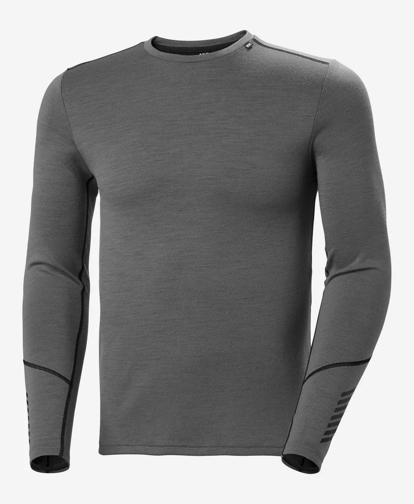 Hidden Pocket Design Organic Cotton Fiber LIFA MERINO MIDWEIGHT CREW, Concrete